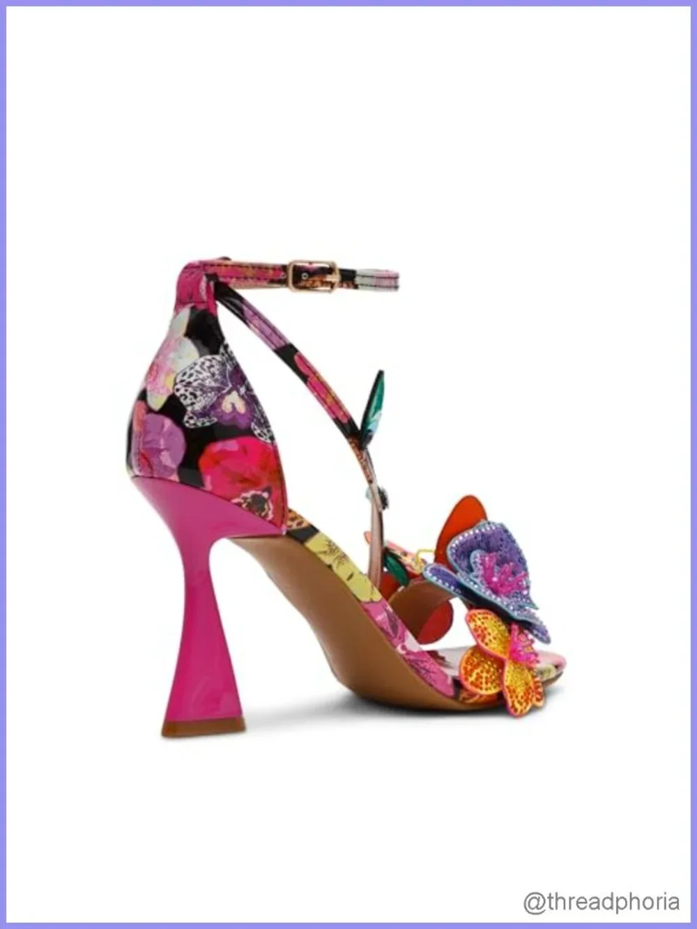Betsey Johnson Camile Heeled Sandals with Flower Adornments Ankle Strap